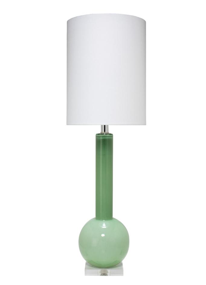 Studio Table Glass Lamp with Linen Shade, Green by Jamie Young