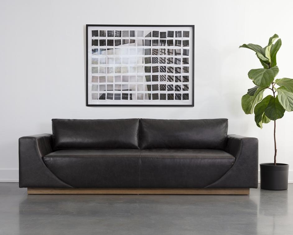 ANAKIN SOFA - LIGHT OAK - TUSCANY WARM BLACK LEATHER by Sunpan