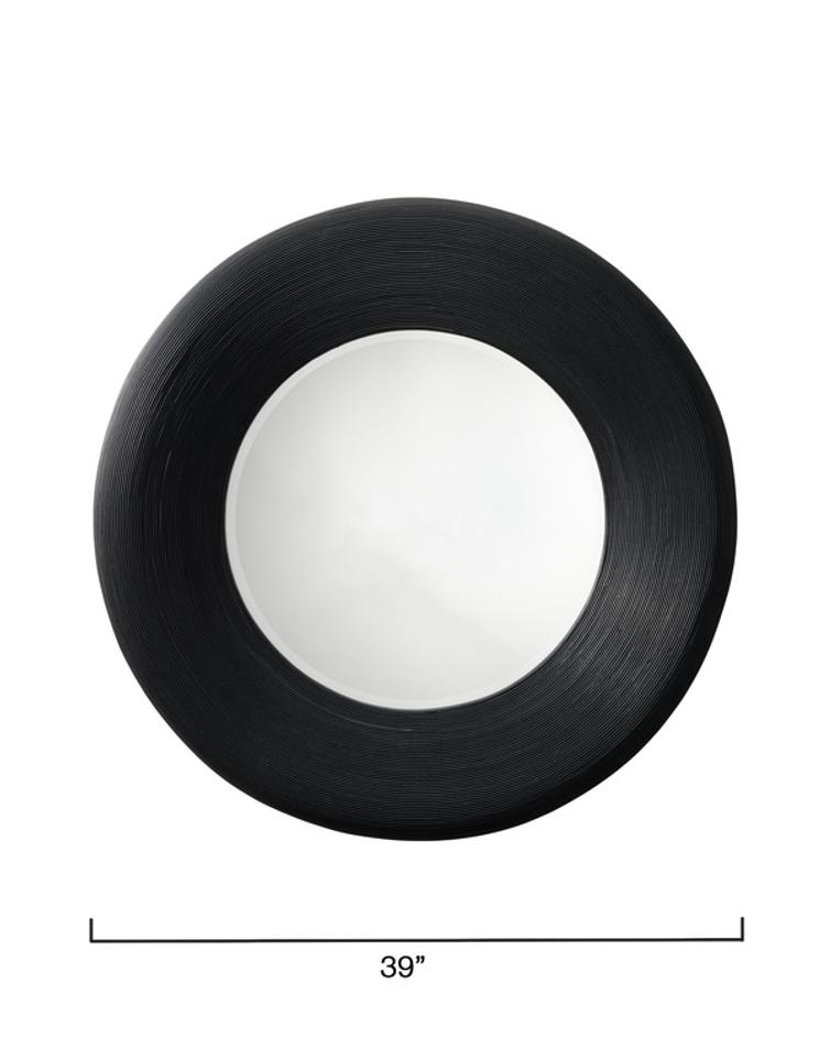 Paddock Bamboo Round Wall Mirror, Black by Jamie Young