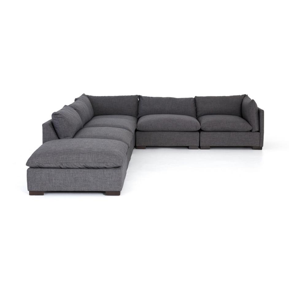 WESTWOOD 5-PIECE SECTIONAL W/ OTTOMAN- BENNETT CHARCOAL by FOUR HANDS