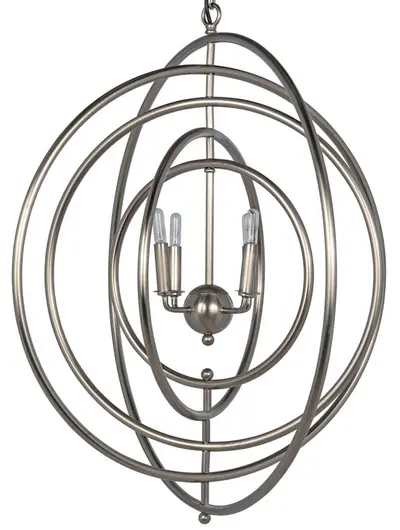 Brooks Pendant, Metal with Antique Silver Finish by Noir Furniture