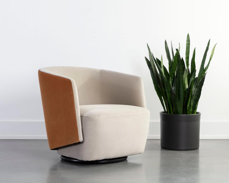 SARINA SWIVEL LOUNGE CHAIR - MEG TAUPE / MEG GOLD by Sunpan
