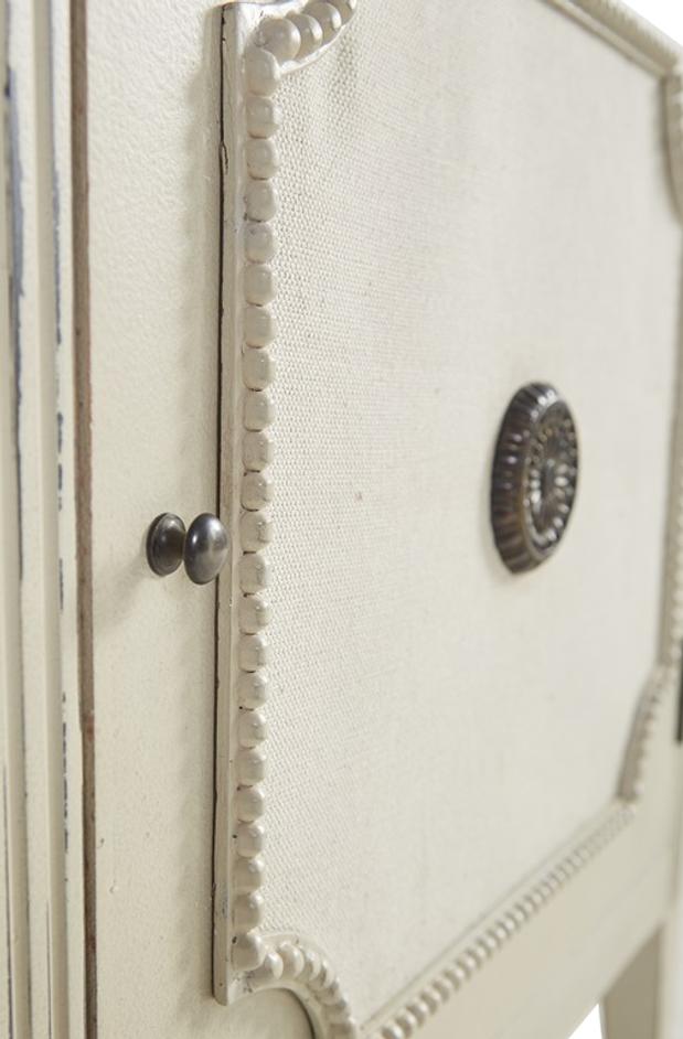 Linen & Beaded Front End Table by Furniture Classics