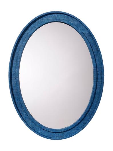 Valley Raffia Oval Wall Mirror, Indigo by Jamie Young