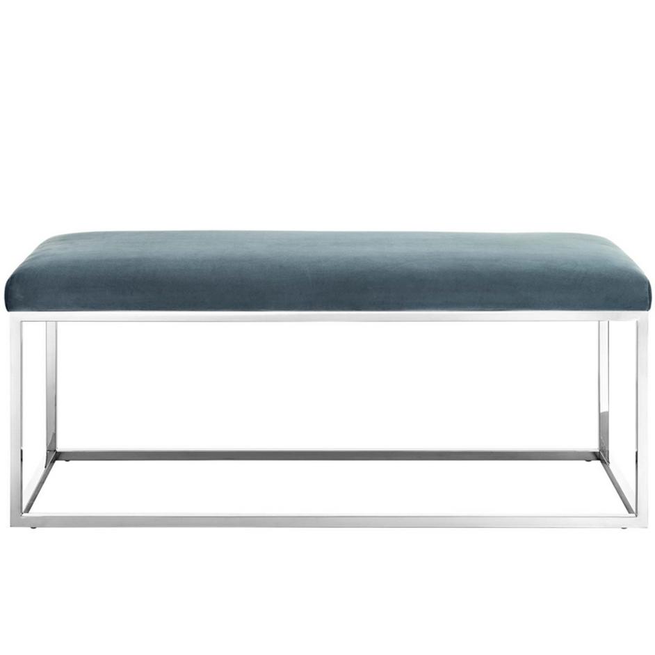Russell Performance Velvet Bench In Sea Blue by Modway Furniture