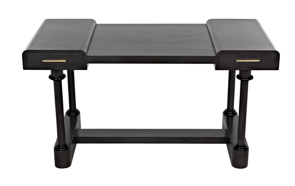 Locarno Mahogany and Veneer Desk with Brass Pulls in Pale Finish by Noir Furniture