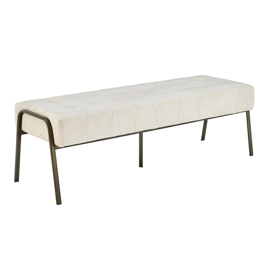 Venturi Fabric Tufted Bench In Opus Cream by New Pacific Direct