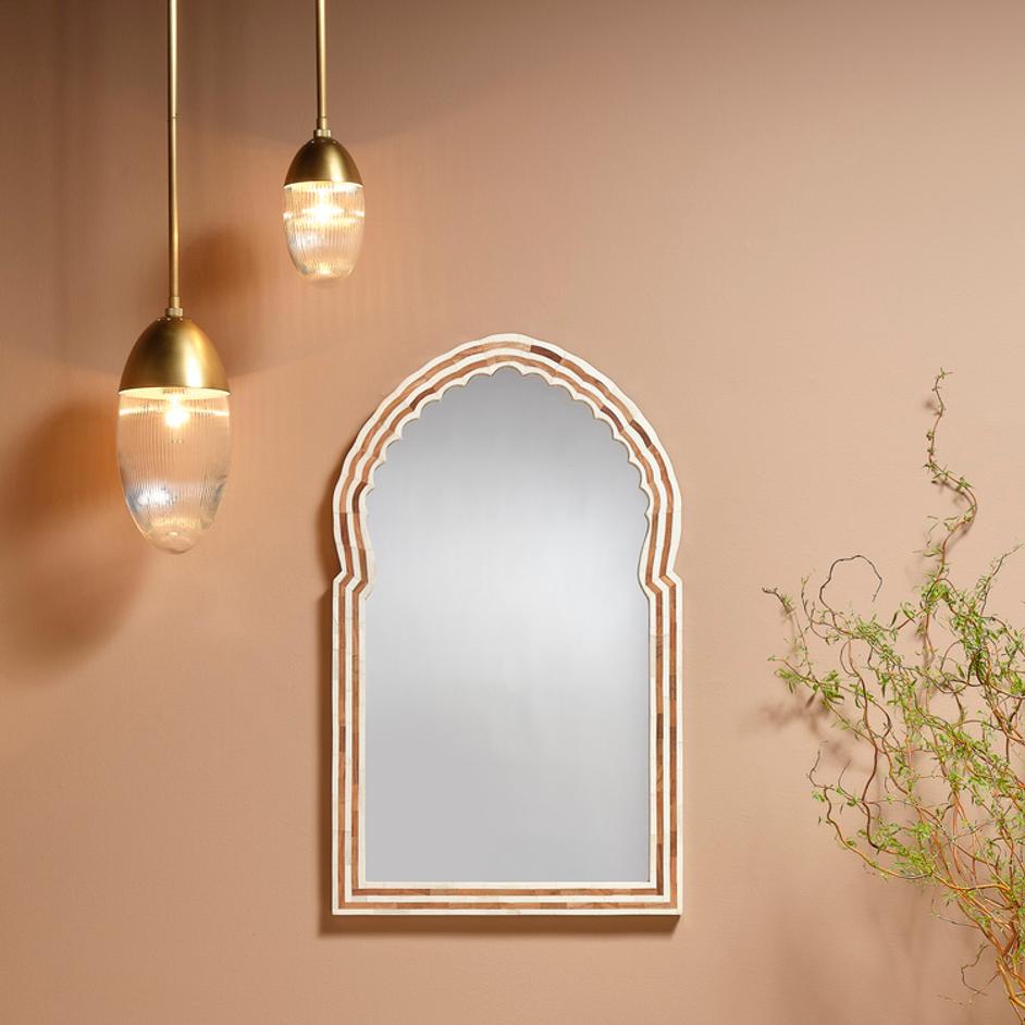 Bardot 40" Bone & Wood Arch Wall Mirror by Jamie Young