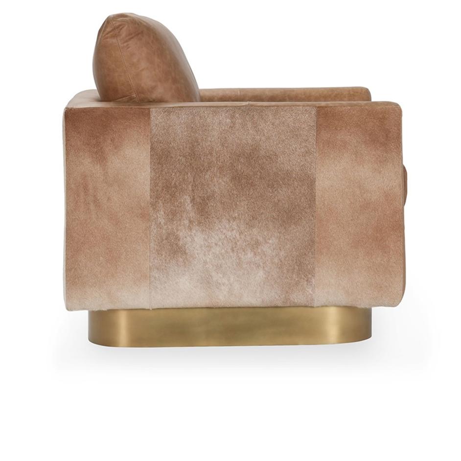 Lathe Leather/Hide Accent Chair Chestnut Brown/Blonde by Classic Home