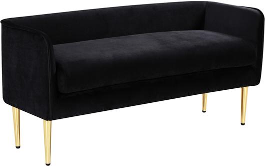 Tim Bench In Black Velvet by Meridian Furniture