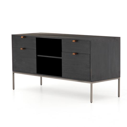 Trey Modular Filing Credenza in Black Wash by FOUR HANDS