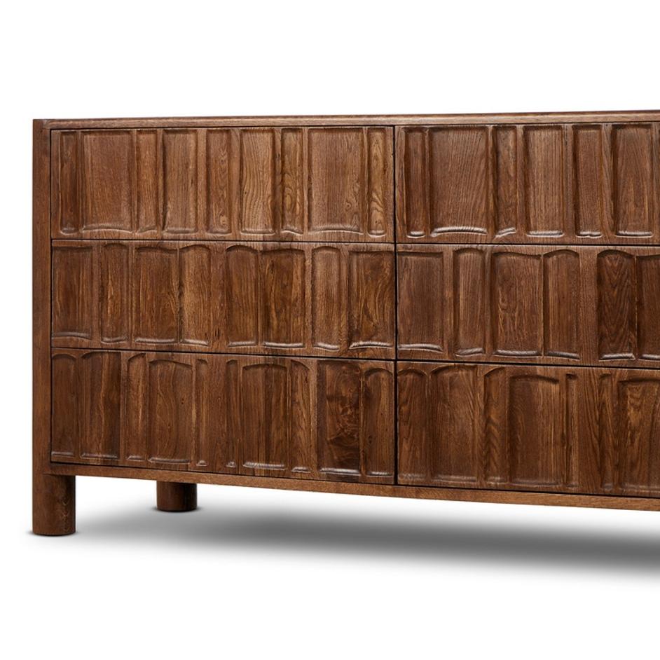 Ezri 6 Drawer Dresser - Carved Cocoa Oak by Four Hands
