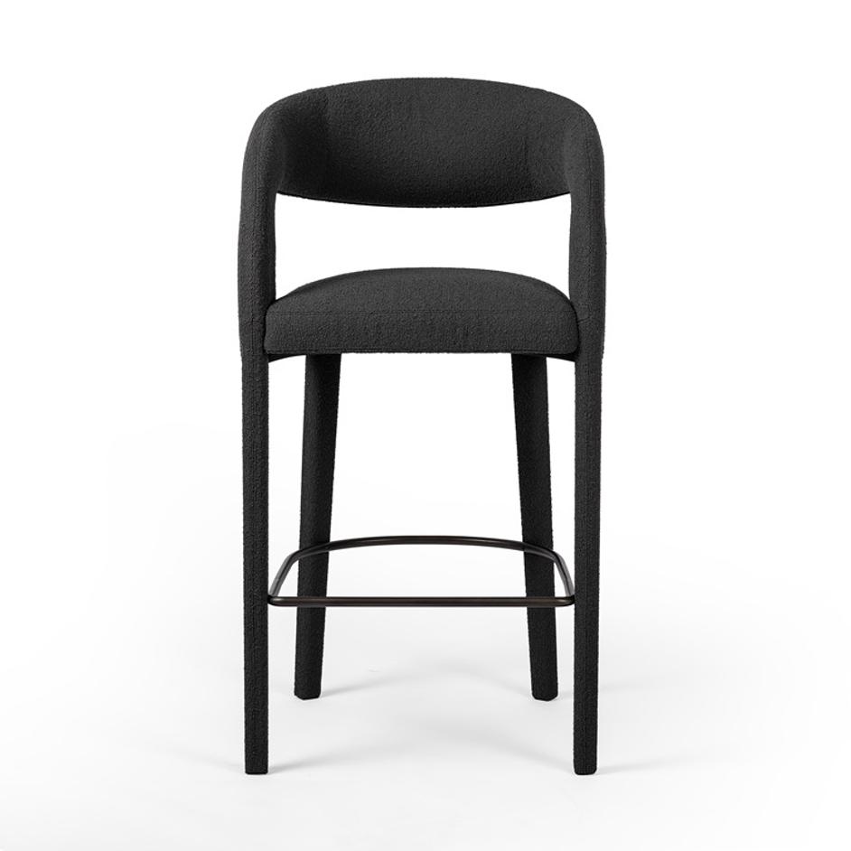 Hawkins Stool In Fiqa Boucle Charcoal In Bar by FOUR HANDS