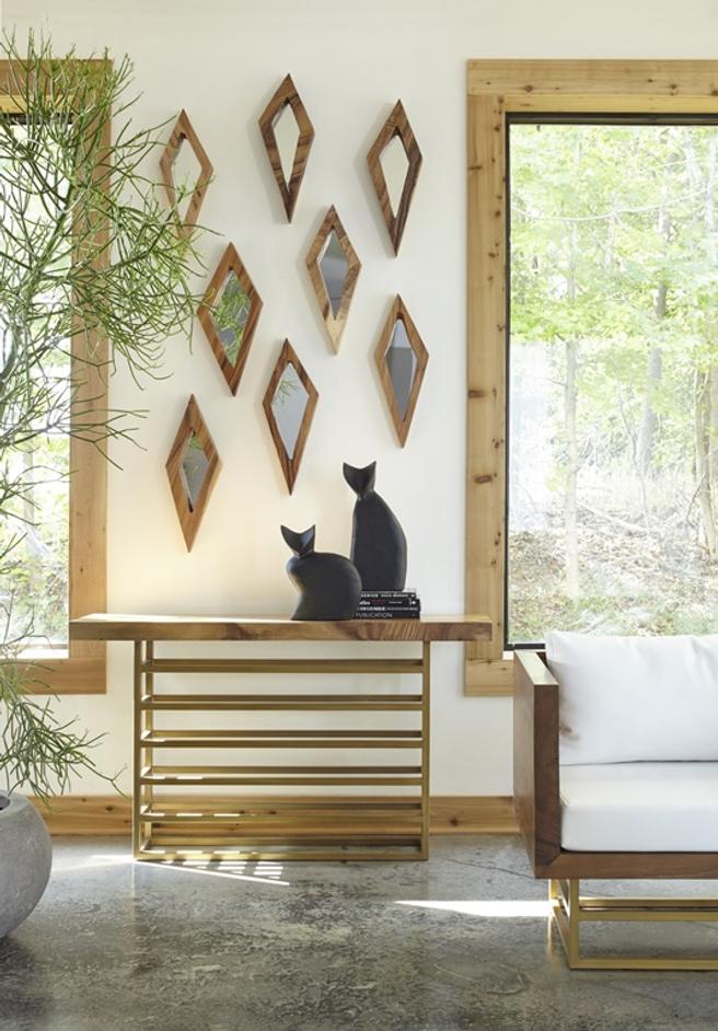 Diamond Chamcha Wood Mirror, Large, Natural by PHILLIPS COLLECTION