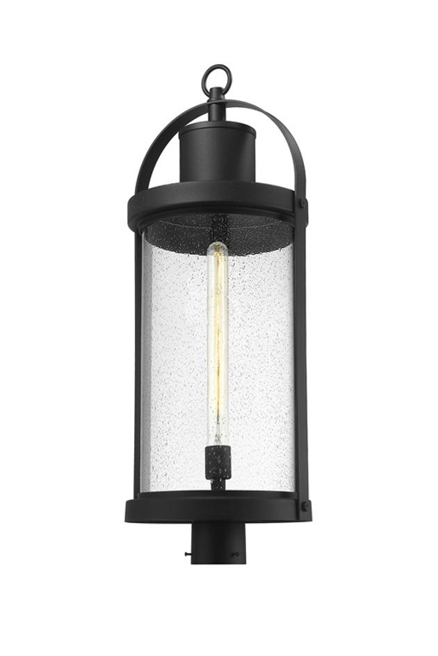 Roundhouse 1 Light Outdoor Post Mount Fixture in Black Finish by Z-Lite