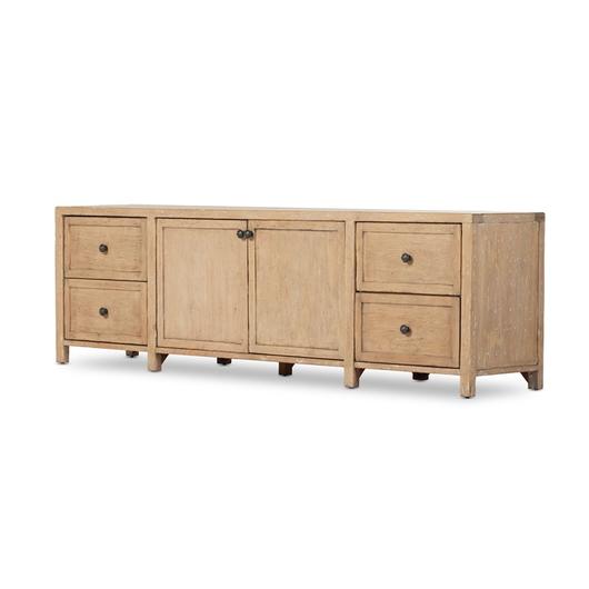 Gaines Media Console In Aged Light Pine by FOUR HANDS