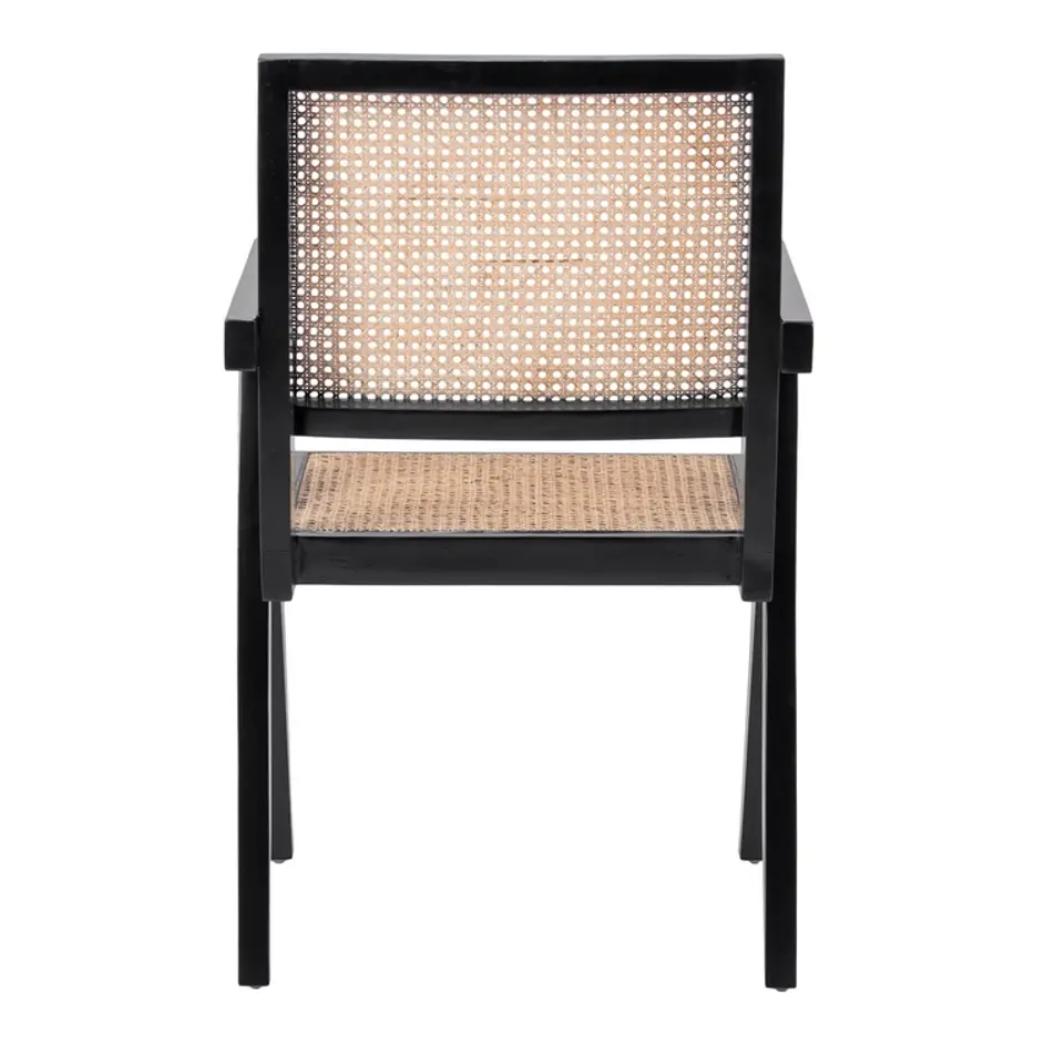 Bordeaux Rattan Dining Arm Chair In Black/ Natural by New Pacific Direct