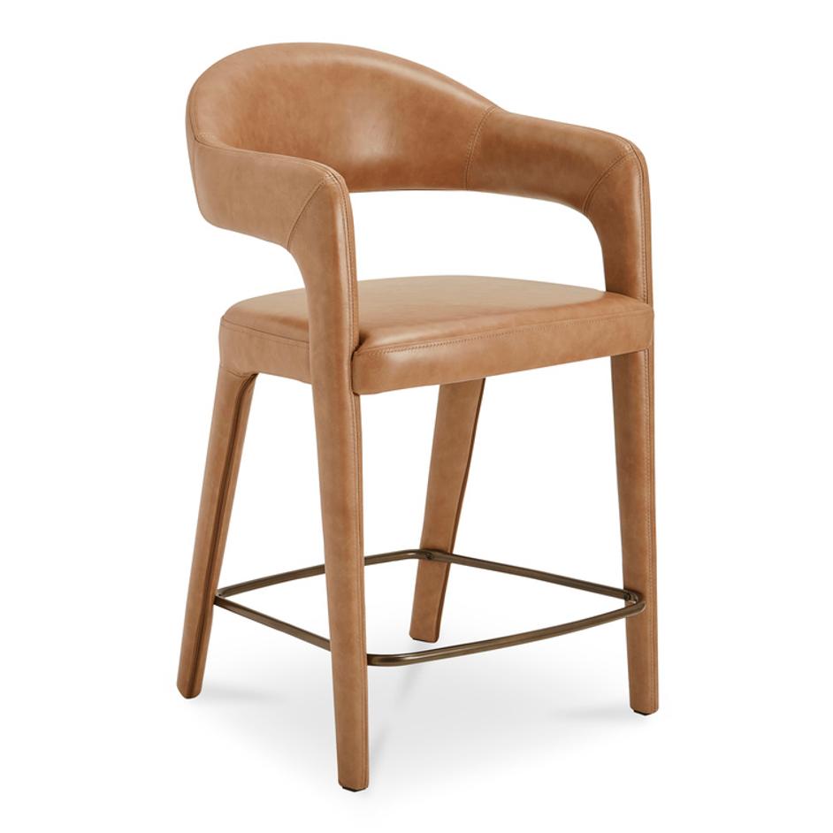 Martens Counter Stool Brown Leather by Moes Home