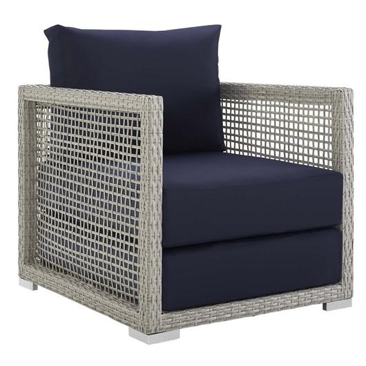 Harman Rattan Outdoor Patio Armchair In Gray Navy by Modway Furniture