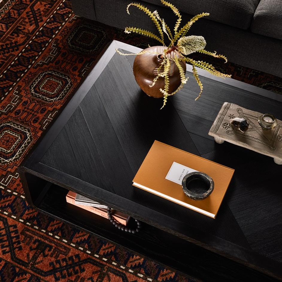 Caspian Coffee Table In Black Ash by FOUR HANDS