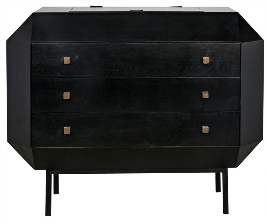 Rhiana Mahogany Dresser with Brass Pulls in Hand-Rubbed Black Finish by Noir Furniture