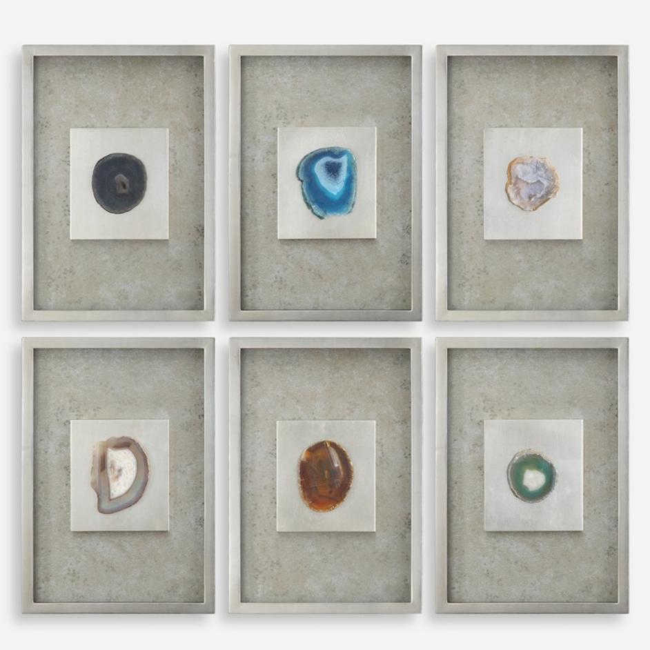 Agate Stone Silver Wall Art S/6 by Uttermost