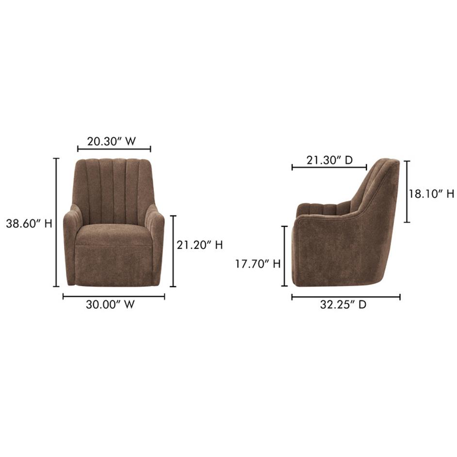 Bowie Swivel Chair Cool Brown by Moes Home