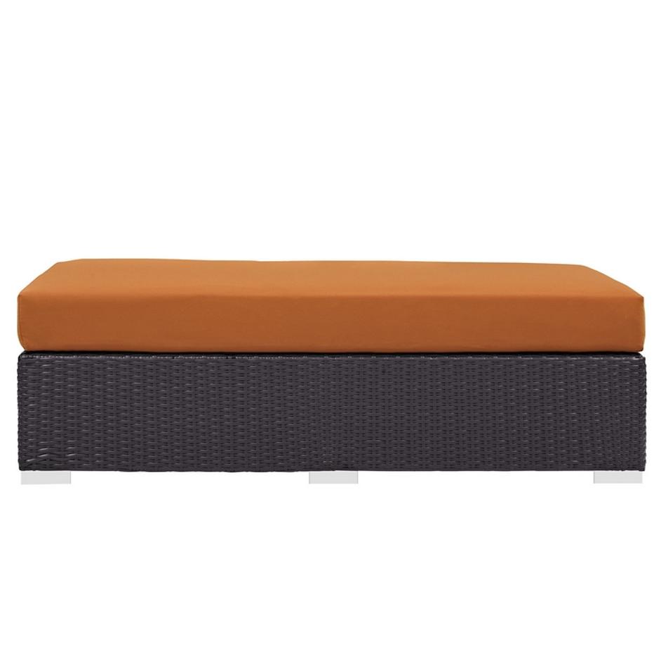 Minerva Outdoor Patio Fabric Rectangle Ottoman In Espresso Orange by Modway Furniture