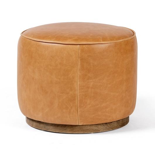Sinclair Round Ottoman In Butterscotch by FOUR HANDS