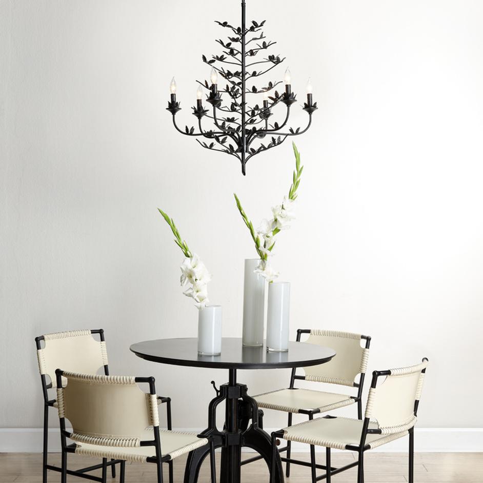 Blooming Iron 6-Light Chandelier, Black by Jamie Young
