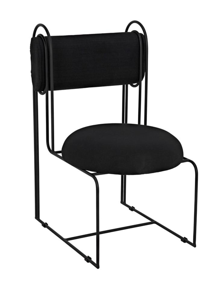 Daisy Metal Chair in Black Cotton by Noir Furniture