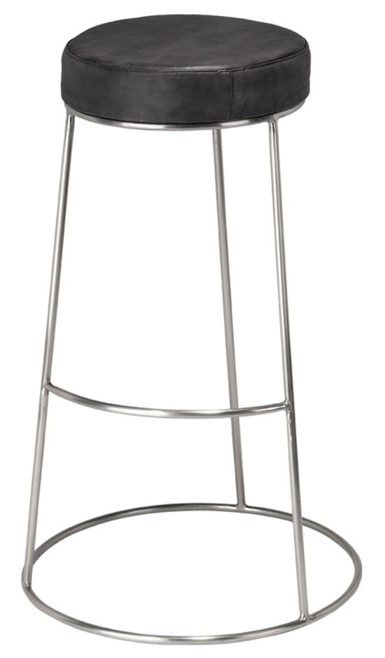  Henry Round Leather Bar Stool, Charcoal by Jamie Young