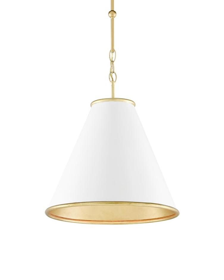 Pierrepont White Small Pendant In White & Gold by Currey & Company