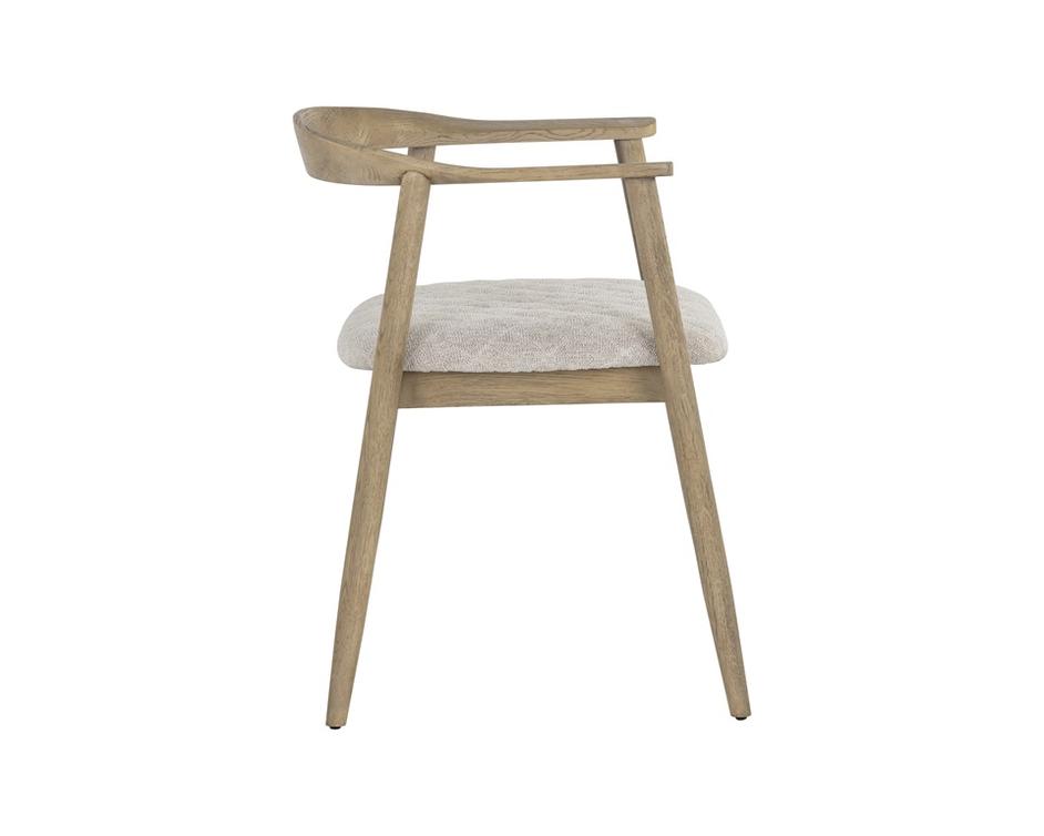 Jeremy Dining Armchair - Weathered Oak - Dove Cream by Sunpan