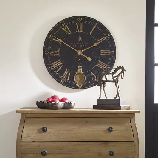 Bond Street 30" Black Wall Clock by Uttermost