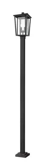 Seoul 2 Light Outdoor Post Mounted Fixture in Black Finish by Z-Lite