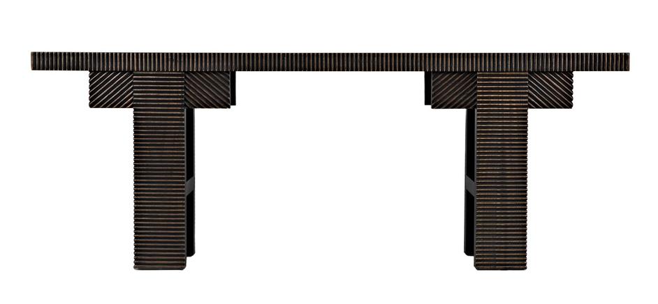 Nabu Mahogany Console in Hand-Rubbed Black with Light Brown Accents by Noir Furniture