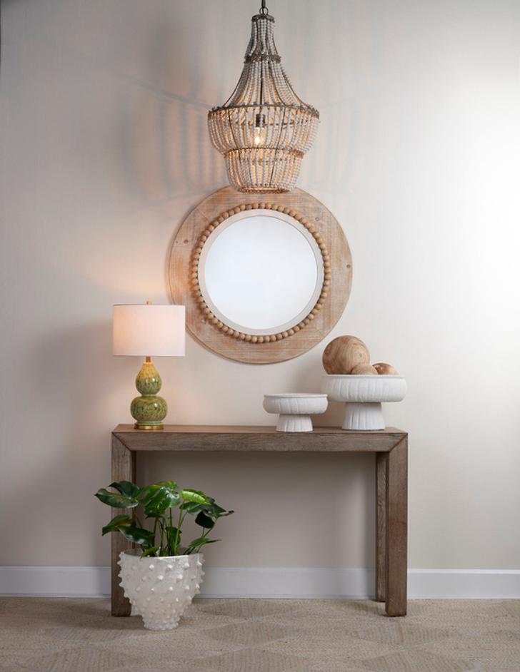 Blanca Wood Beaded 1-Light Chandelier by Jamie Young