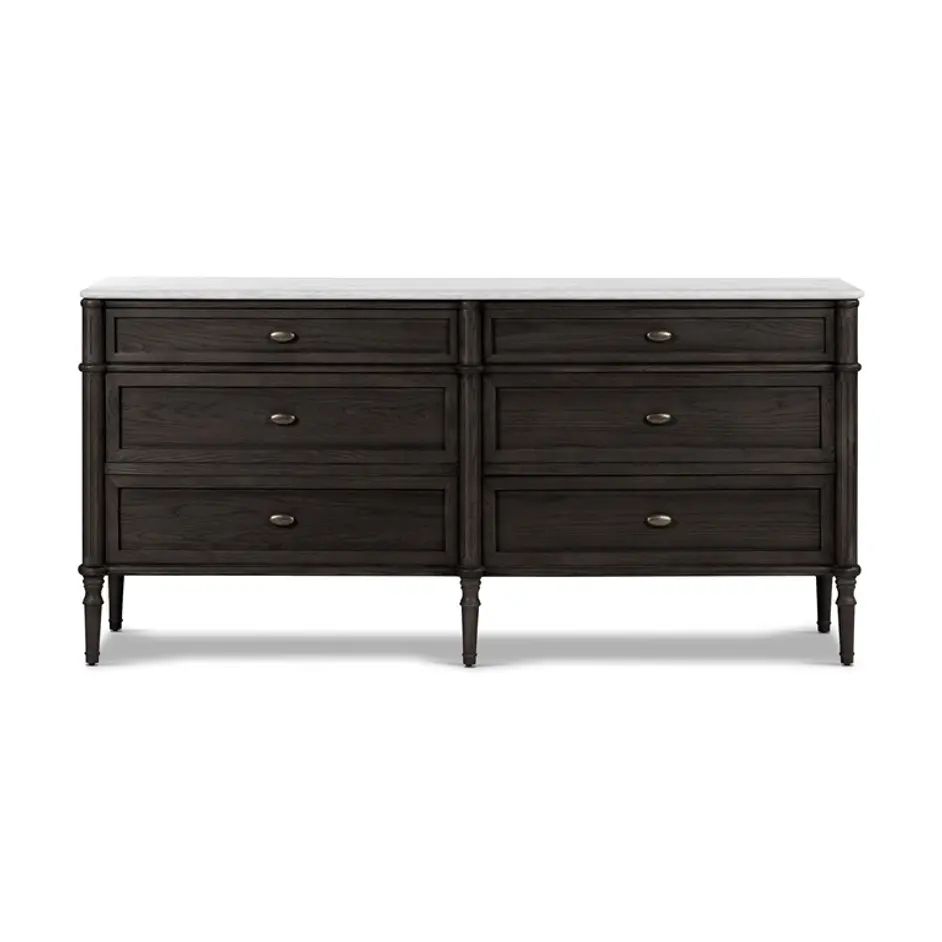 Toulouse 6 Drawer Dresser - Distressed Black Oak by Four Hands