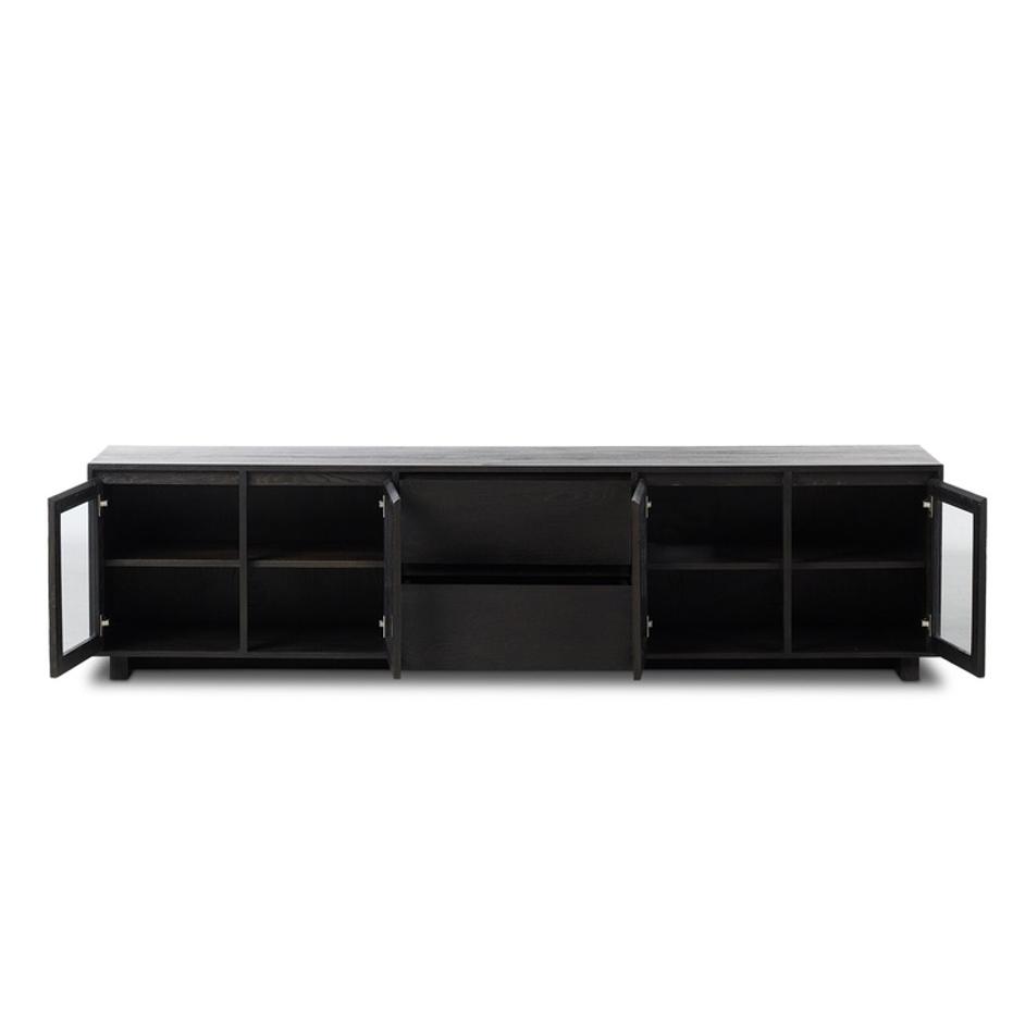 Toni Media Console In Worn Black Oak And Worn Black Veneer by Four Hands