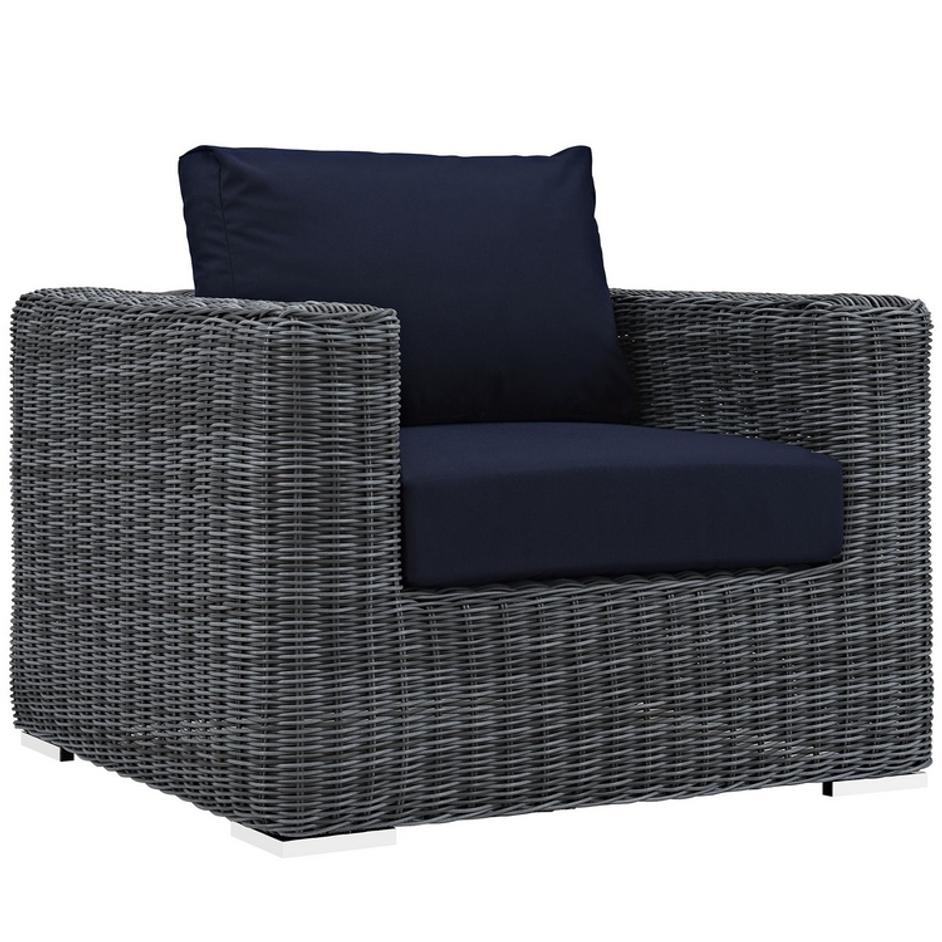 Kindle Outdoor Patio Fabric Sunbrella® Armchair In Canvas Navy by Modway Furniture
