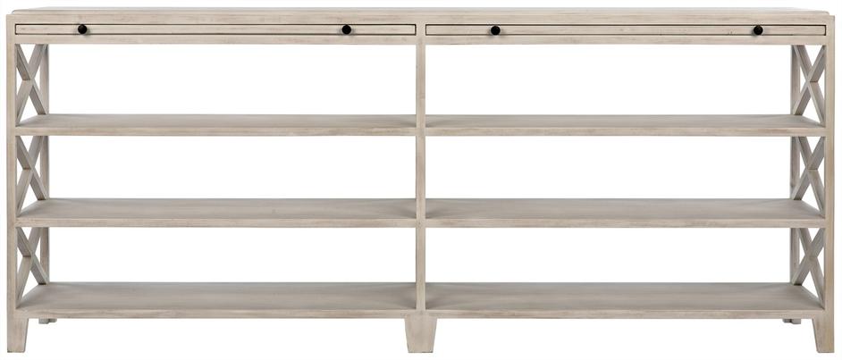 Sutton Mahogany and Veneer Console in White Wash with Brass Pulls by Noir Furniture