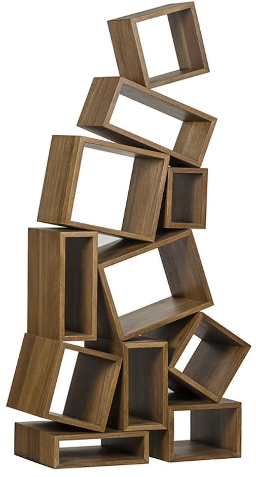 Cubist Dark Walnut Bookcase in Walnut and Veneer by Noir Furniture