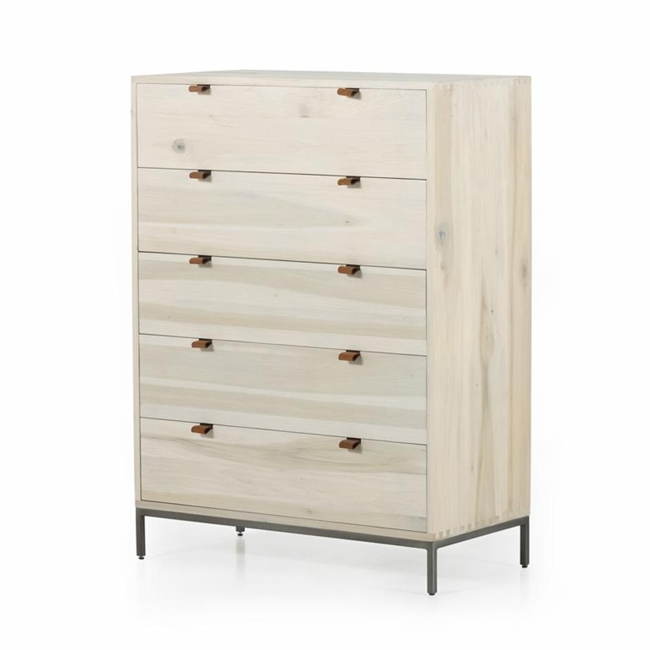Trey 5 Drawer Dresser In Dove Poplar by FOUR HANDS