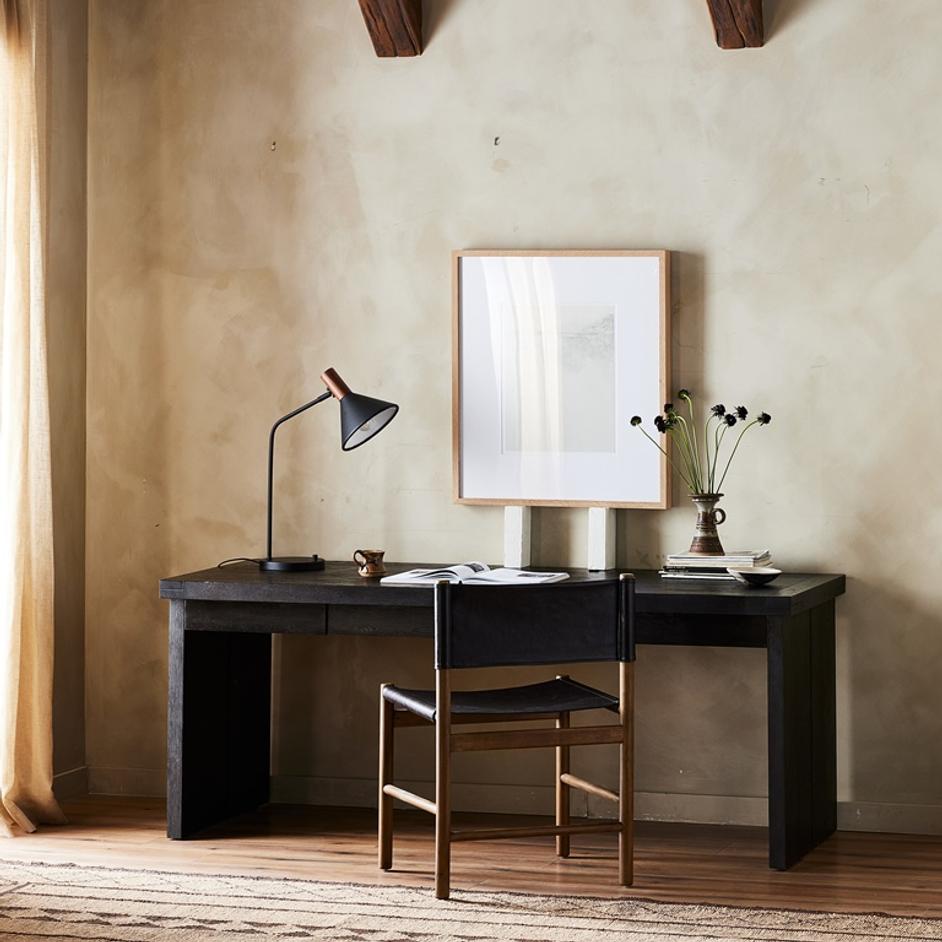 Warby Desk in Worn Black Veneer by FOUR HANDS