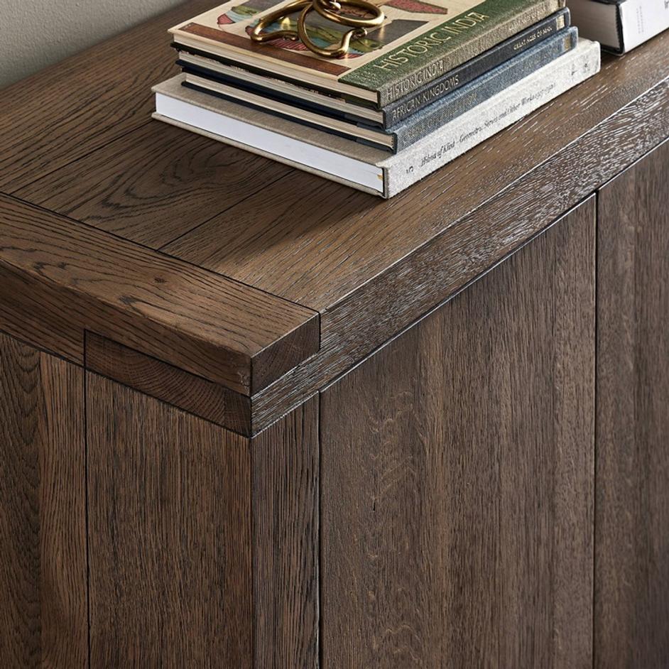 Warby Media Console In Worn Oak by Four Hands