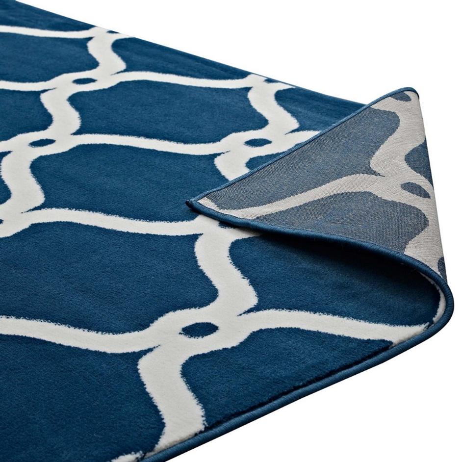Barrett Chain Link Transitional Trellis 5X8 Area Rug In Moroccan Blue And Ivory by Modway Furniture