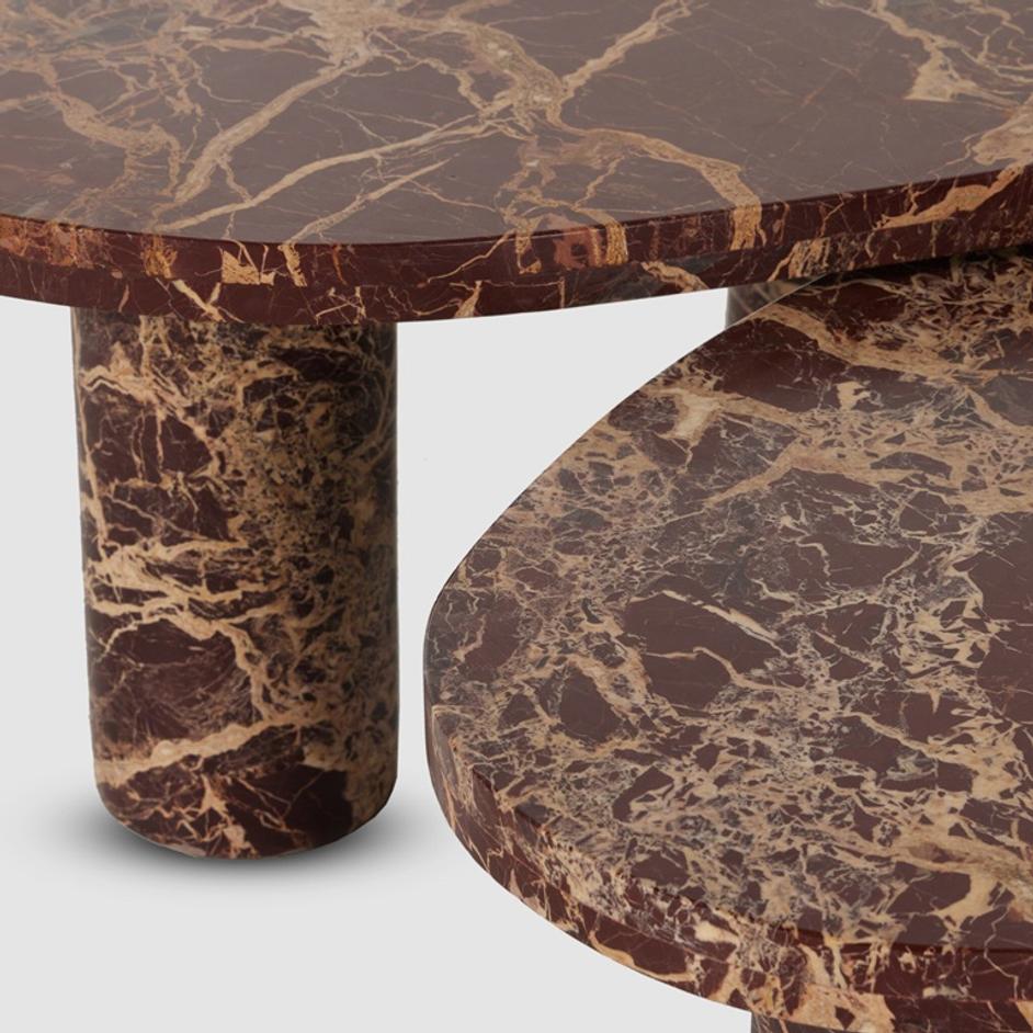 Zion Coffee Table Set - Merlot Marble by Four Hands