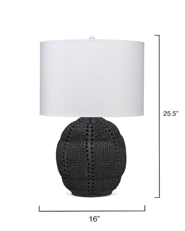 Lunar Polyresin Table Lamp with Linen Shade, Black by Jamie Young
