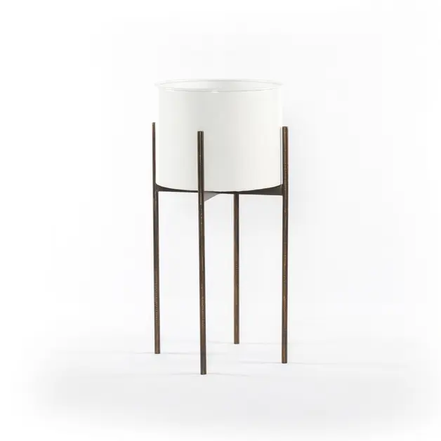 Jed Tall Planter-White High Gloss by FOUR HANDS